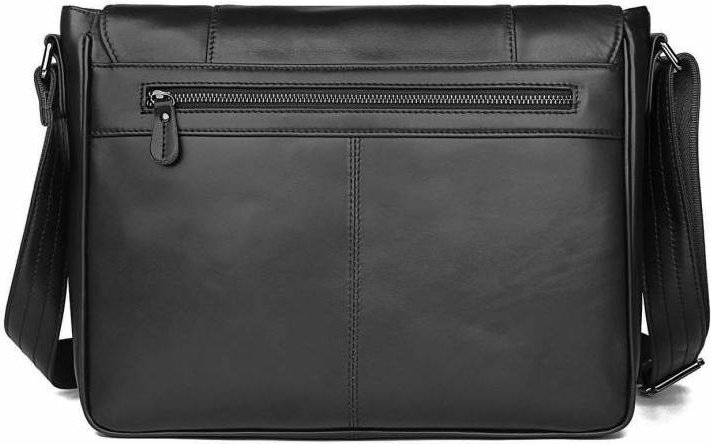 Мужская черная сумка-мессенджер из натуральной кожи высокого качества Vintage (20435)