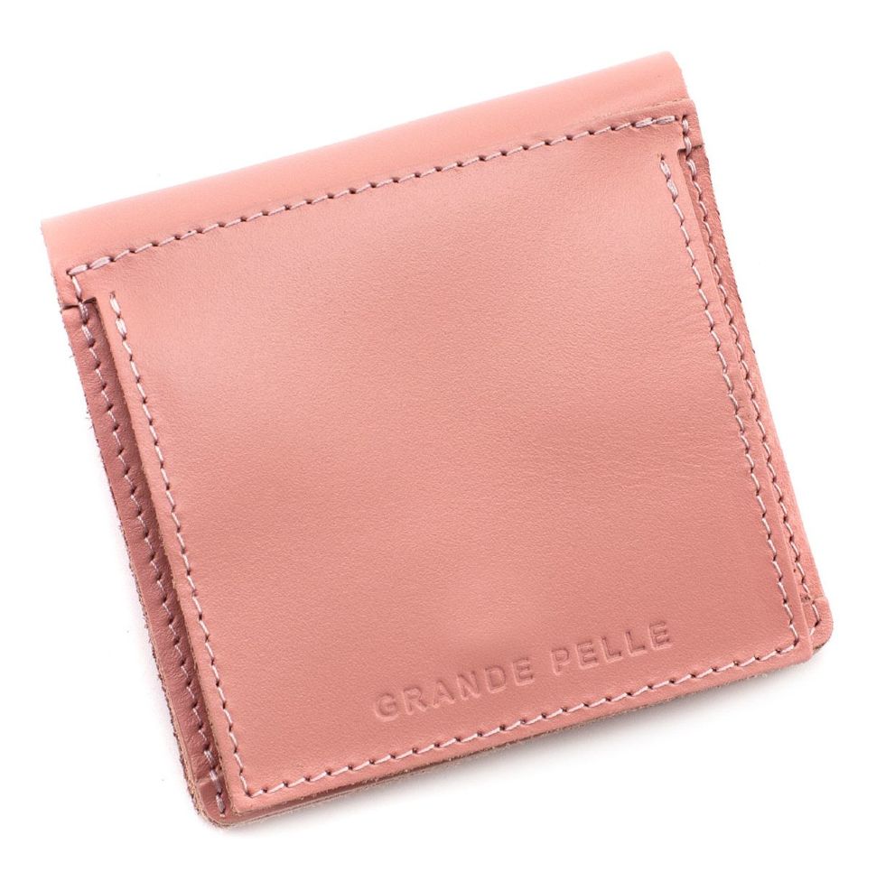 Маленький гаманець ручної роботи пудровий кольору Grande Pelle (13098)