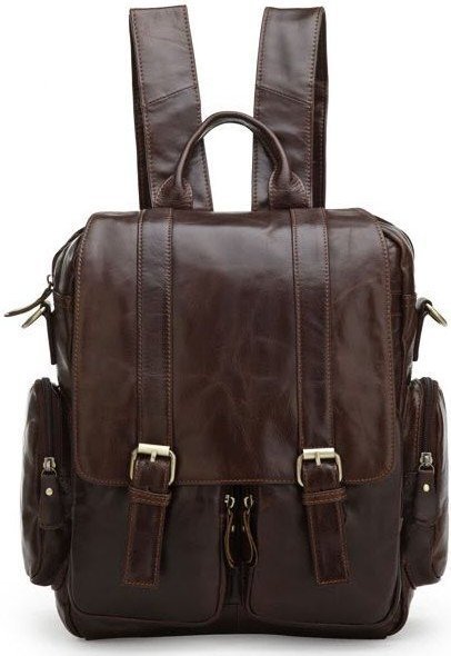 Фірмовий рюкзак з натуральної шкіри коричневого кольору VINTAGE STYLE (14163)