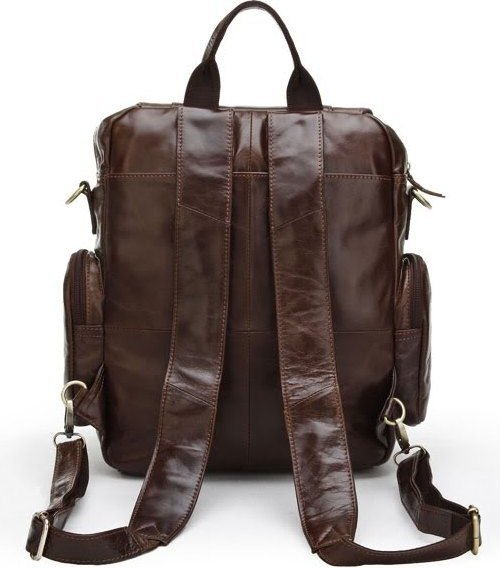 Фірмовий рюкзак з натуральної шкіри коричневого кольору VINTAGE STYLE (14163)