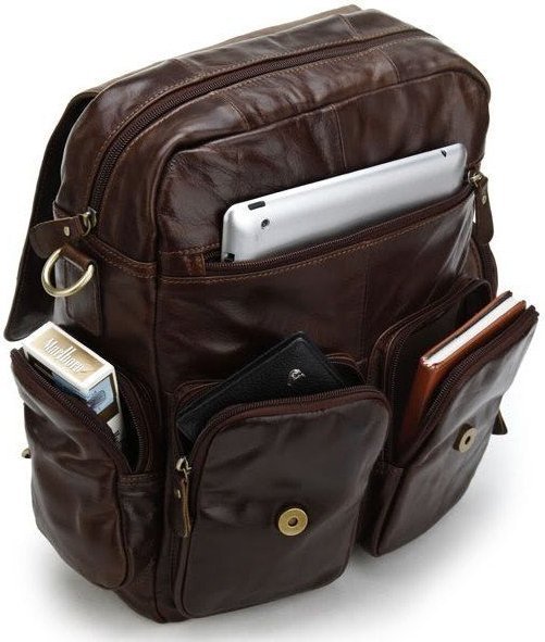 Фирменный рюкзак из натуральной кожи коричневого цвета VINTAGE STYLE (14163)