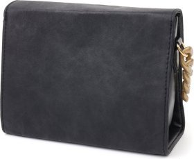 Компактная женская сумка из кожзаменителя в черном цвете на цепочке Vintage (18707)