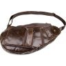 Повседневная мужская сумка-рюкзак из натуральной кожи коричневого цвета VINTAGE STYLE (14560) - 6