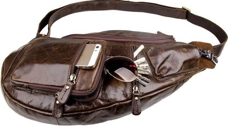 Повсякденна чоловіча сумка-рюкзак з натуральної шкіри коричневого кольору VINTAGE STYLE (14560)