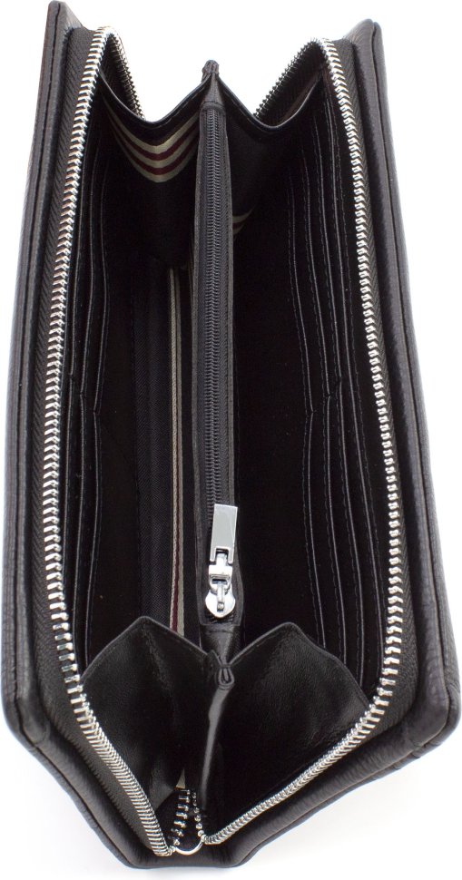 Чоловічий шкіряний клатч чорного кольору із зовнішньою кишенею для телефону Marco Coverna (17086)