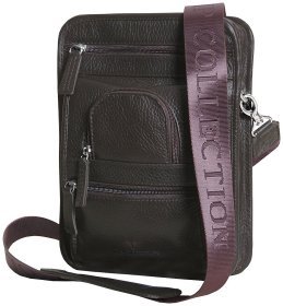 Повседневная мужская сумка через плечо из фактурной кожи коричневого цвета Vip Collection 102378