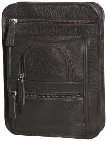 Повседневная мужская сумка через плечо из фактурной кожи коричневого цвета Vip Collection 102378