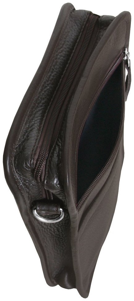 Повсякденна чоловіча сумка через плече із фактурної шкіри коричневого кольору Vip Collection 102378 фото №7 Повсякденна чоловіча сумка через плече із фактурної шкіри коричневого кольору Vip Collection 102378 modnotak фото №7