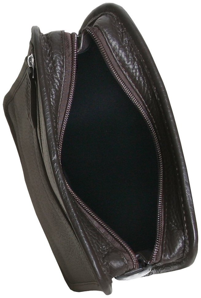 Повсякденна чоловіча сумка через плече із фактурної шкіри коричневого кольору Vip Collection 102378 фото №8 Повсякденна чоловіча сумка через плече із фактурної шкіри коричневого кольору Vip Collection 102378 modnotak фото №8