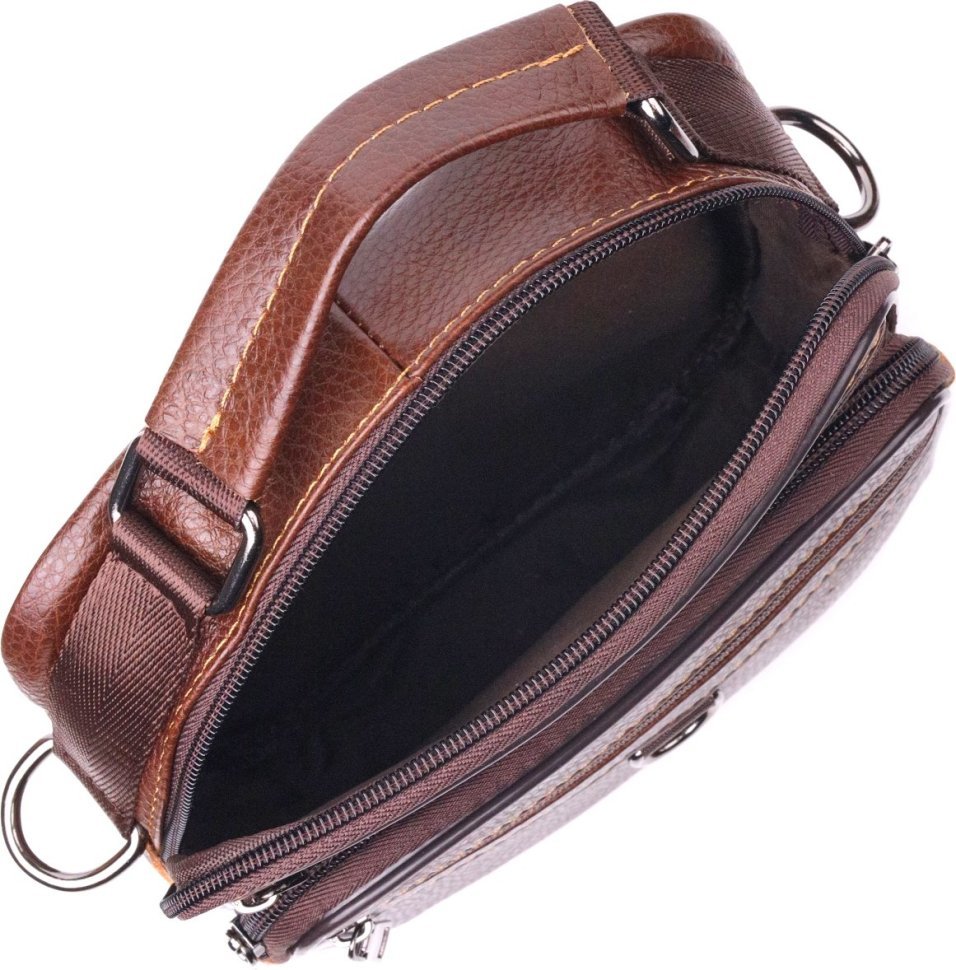 Зручна чоловіча сумка-барсетка з натуральної шкіри коричневого кольору Vintage (2421279)