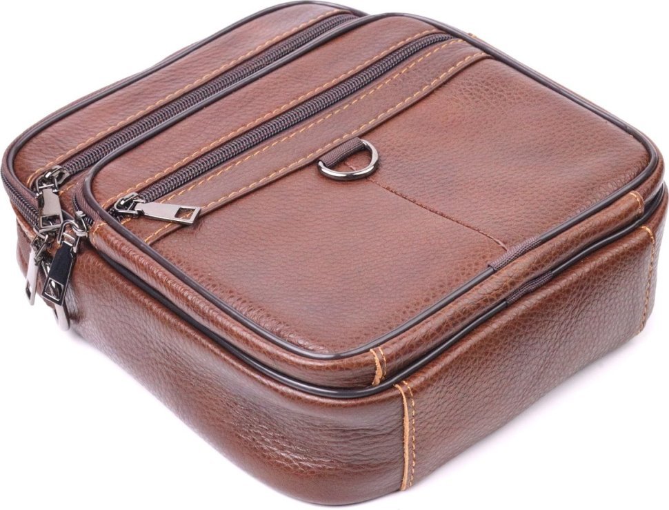 Зручна чоловіча сумка-барсетка з натуральної шкіри коричневого кольору Vintage (2421279)