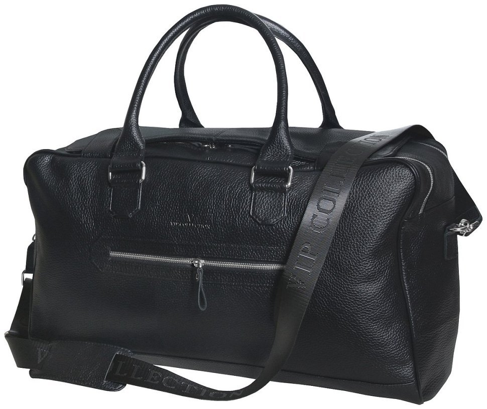 Дорожная сумка черного цвета в коже флотар Vip Collection 102678 modnotak фото №1