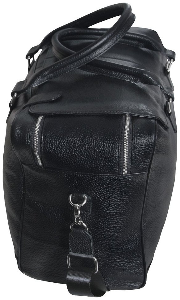 Дорожная сумка черного цвета в коже флотар Vip Collection 102678 modnotak фото №3