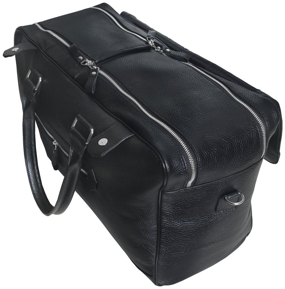 Дорожная сумка черного цвета в коже флотар Vip Collection 102678 modnotak фото №4