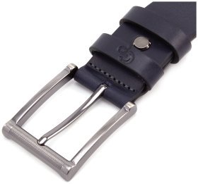 Кожаный ремень синего цвета с классической пряжкой Grande Pelle (31227)