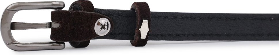 Темно-коричневий тонкий жіночий ремінець із натуральної замші Vintage (2420773)