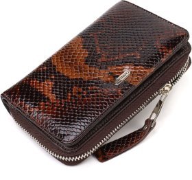 Різнобарвний жіночий гаманець середнього розміру з натуральної шкіри з тисненням під змію CANPELLINI (2421714)