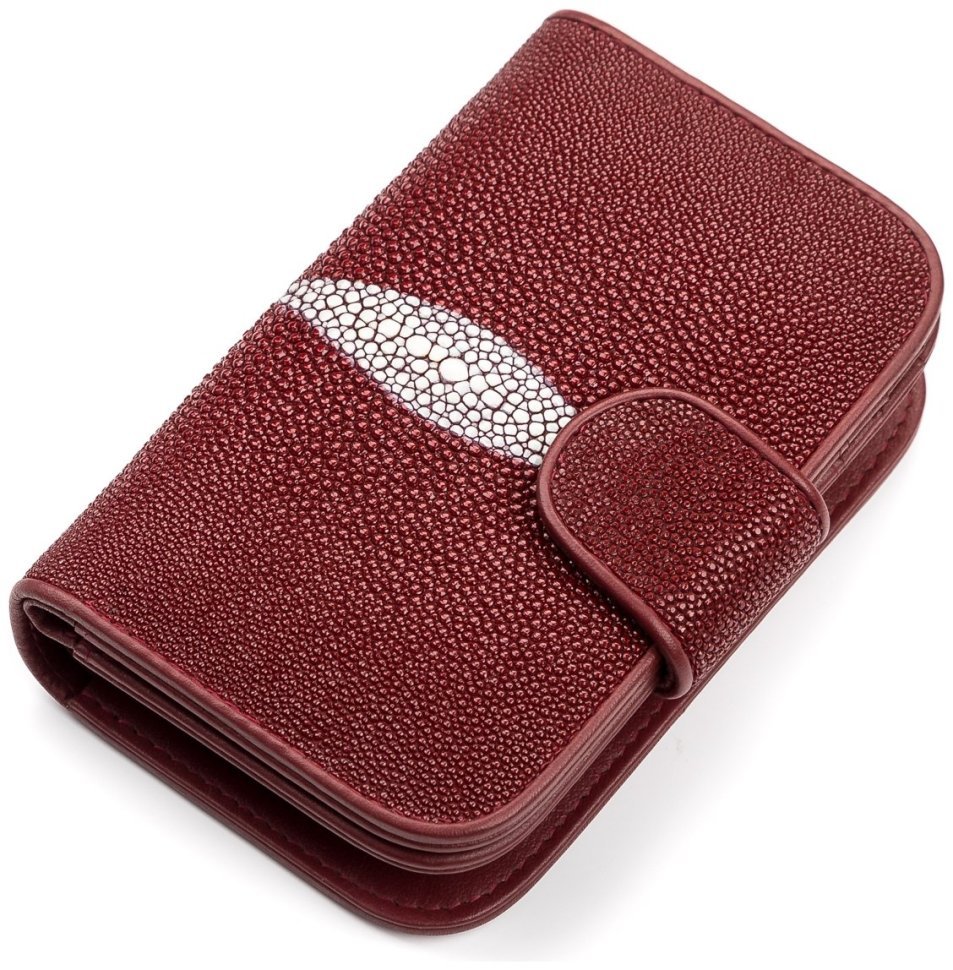 Кошелек женский из натуральной кожи морского ската STINGRAY LEATHER 103178 бордового цвета modnotak фото №1