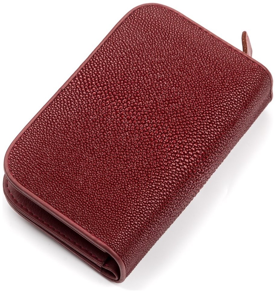 Кошелек женский из натуральной кожи морского ската STINGRAY LEATHER 103178 бордового цвета modnotak фото №2