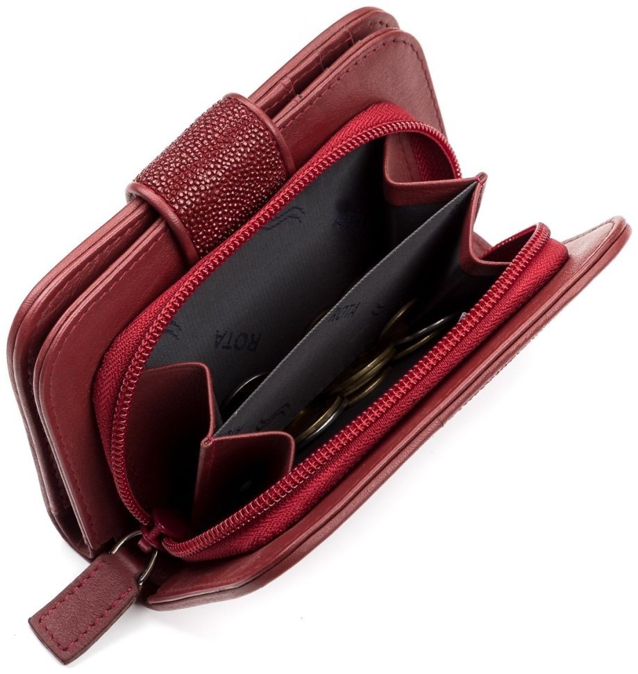 Кошелек женский из натуральной кожи морского ската STINGRAY LEATHER 103178 бордового цвета modnotak фото №4