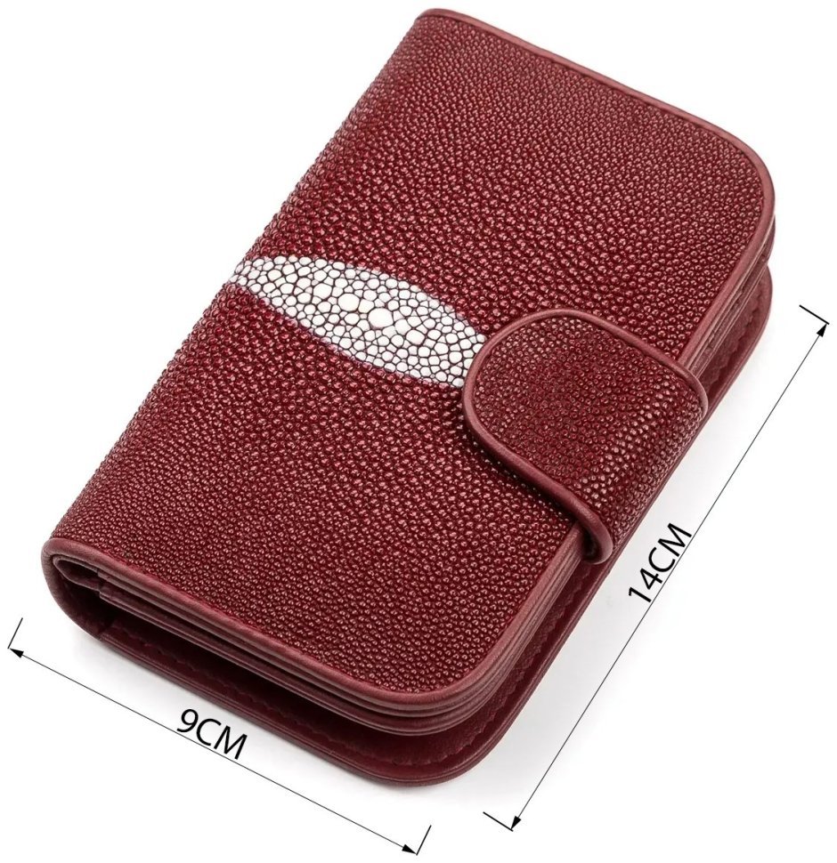 Кошелек женский из натуральной кожи морского ската STINGRAY LEATHER 103178 бордового цвета modnotak фото №5