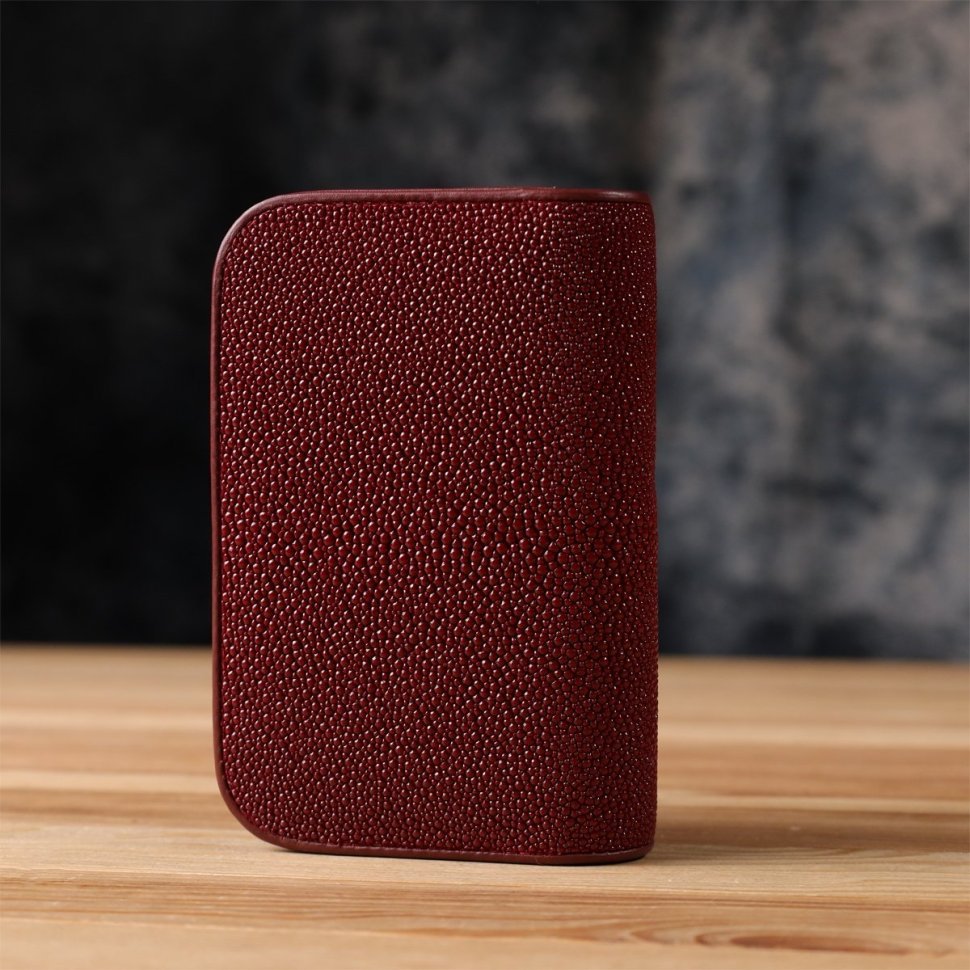 Кошелек женский из натуральной кожи морского ската STINGRAY LEATHER 103178 бордового цвета modnotak фото №8