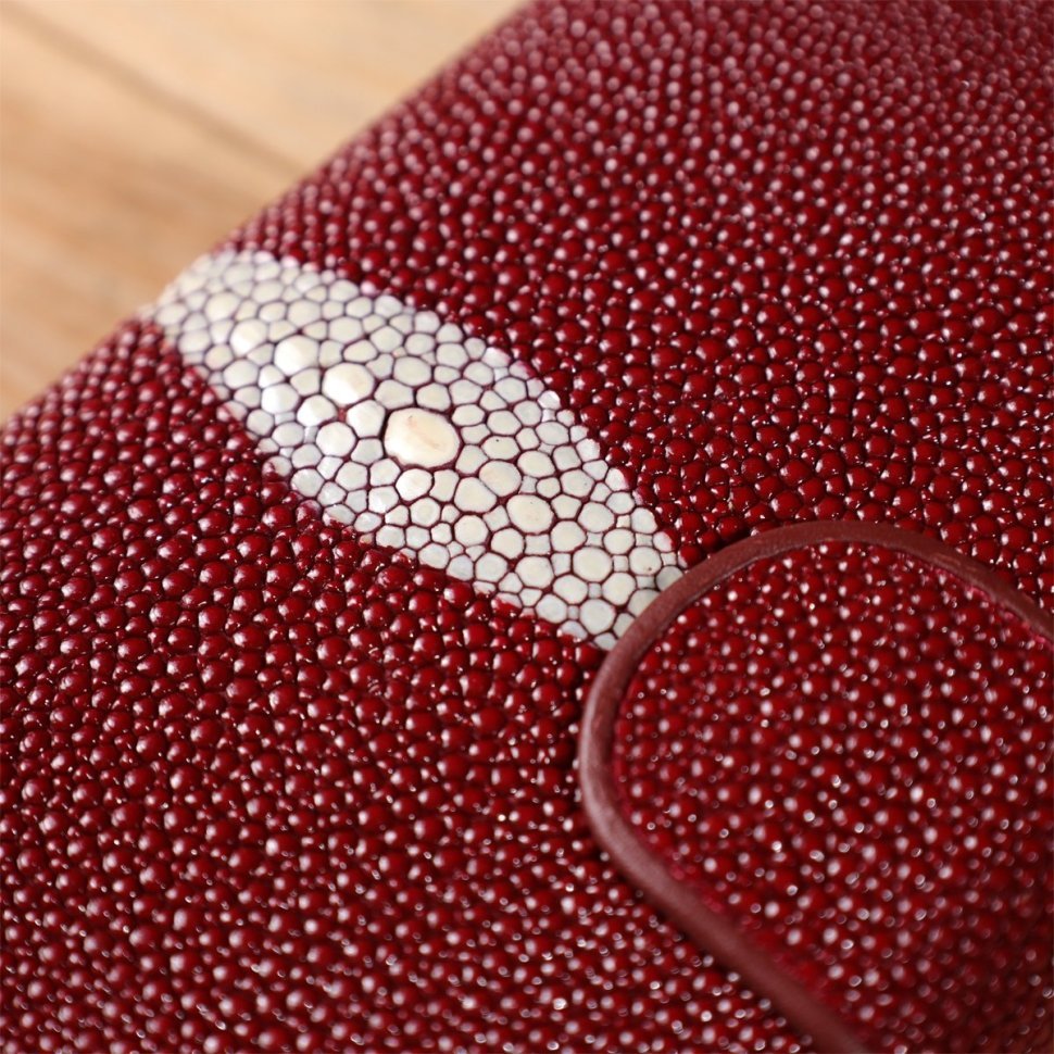 Кошелек женский из натуральной кожи морского ската STINGRAY LEATHER 103178 бордового цвета modnotak фото №9