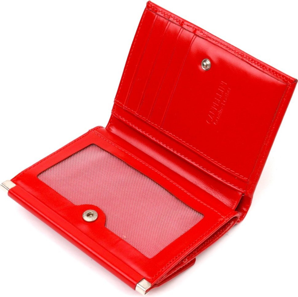 Красный женский кошелек среднего размера из натуральной гладкой кожи CANPELLINI (2421814)