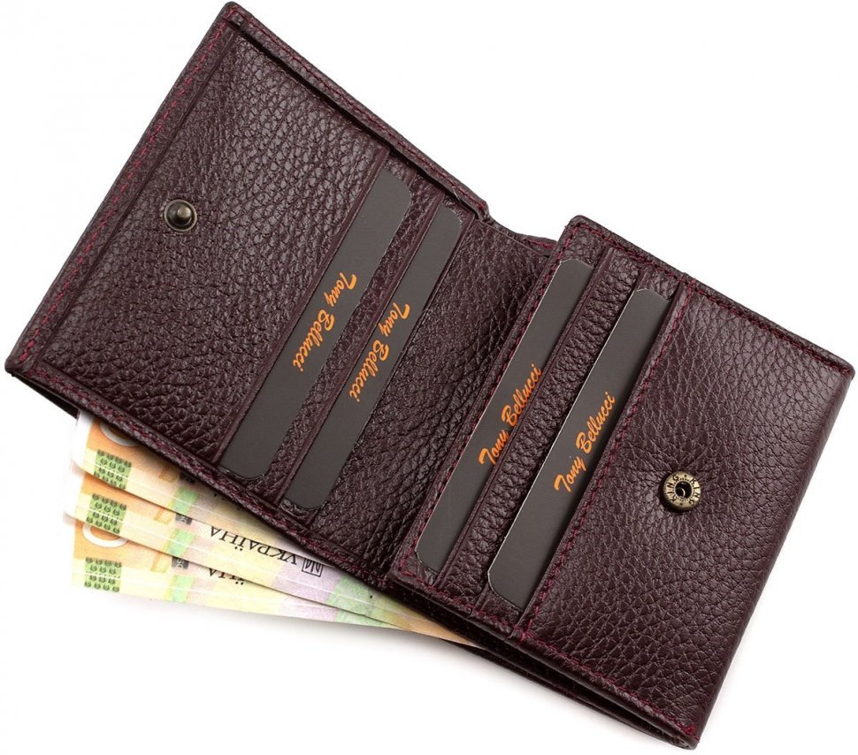 Невеликий гаманець подвійного складання з натуральної шкіри Tony Bellucci (10600)