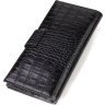 Вертикальний гаманець із натуральної чорної шкіри з тисненням під крокодила CANPELLINI (2421914) - 2