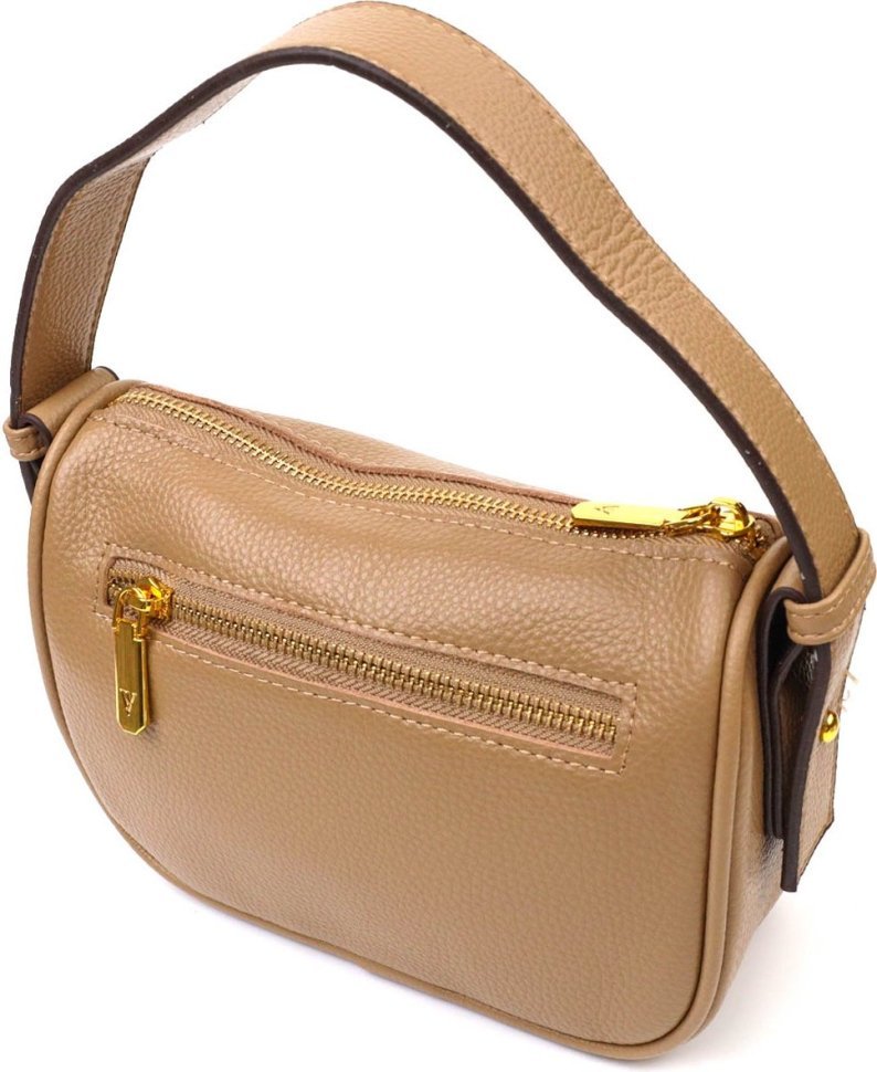 Женская сумка-кроссбоди из натуральной кожи бежевого цвета с одной лямкой Vintage (2422128)