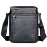 Мужская сумка-планшет через плечо из натуральной кожи черного цвета Tiding Bag (15761) - 2