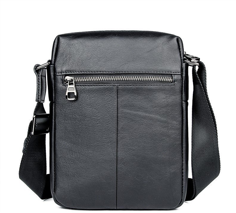 Мужская сумка-планшет через плечо из натуральной кожи черного цвета Tiding Bag (15761)