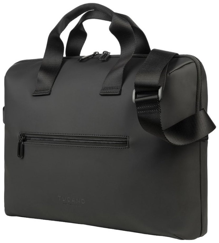 Деловая сумка из прорезиненного текстиля с отделением для ноутбука до 15" черного цвета Tucano Gommo 103578 modnotak фото №2