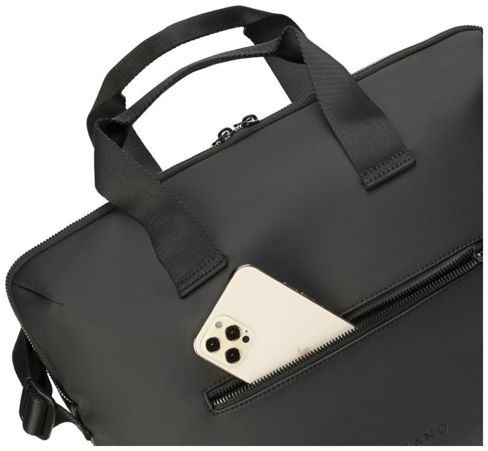 Деловая сумка из прорезиненного текстиля с отделением для ноутбука до 15" черного цвета Tucano Gommo 103578 modnotak фото №4