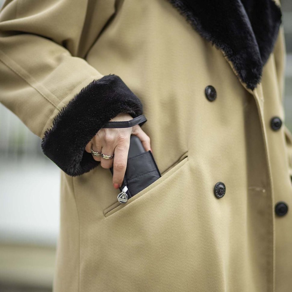 Мини зонт женский Fulton Tiny-1 L500 Black (Механика, складной, UPF 50+, однотонный черный) 93778 modnotak фото №3