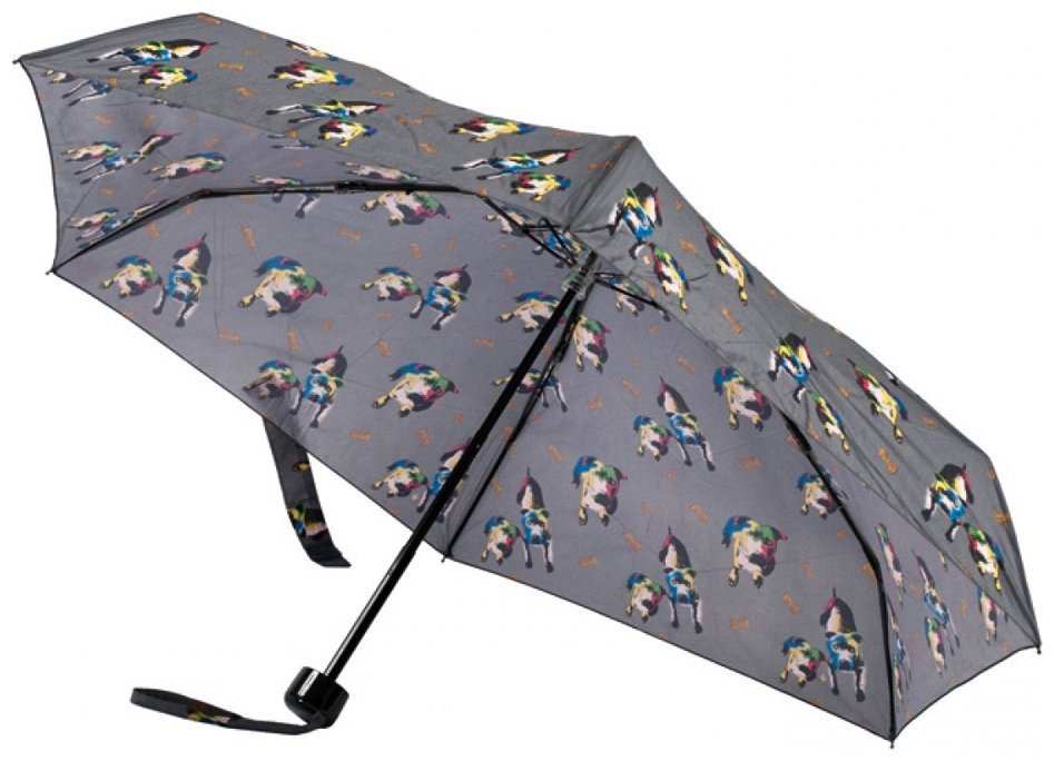 Зонт женский Fulton Soho-2 L859 Prince & Chico (складной, механика, серый с принтом собачек) 93878 modnotak фото №3
