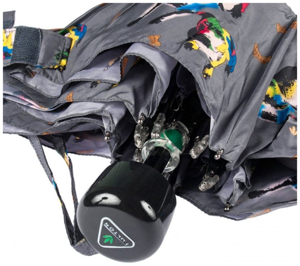 Зонт женский Fulton Soho-2 L859 Prince & Chico (складной, механика, серый с принтом собачек) 93878 modnotak фото №5