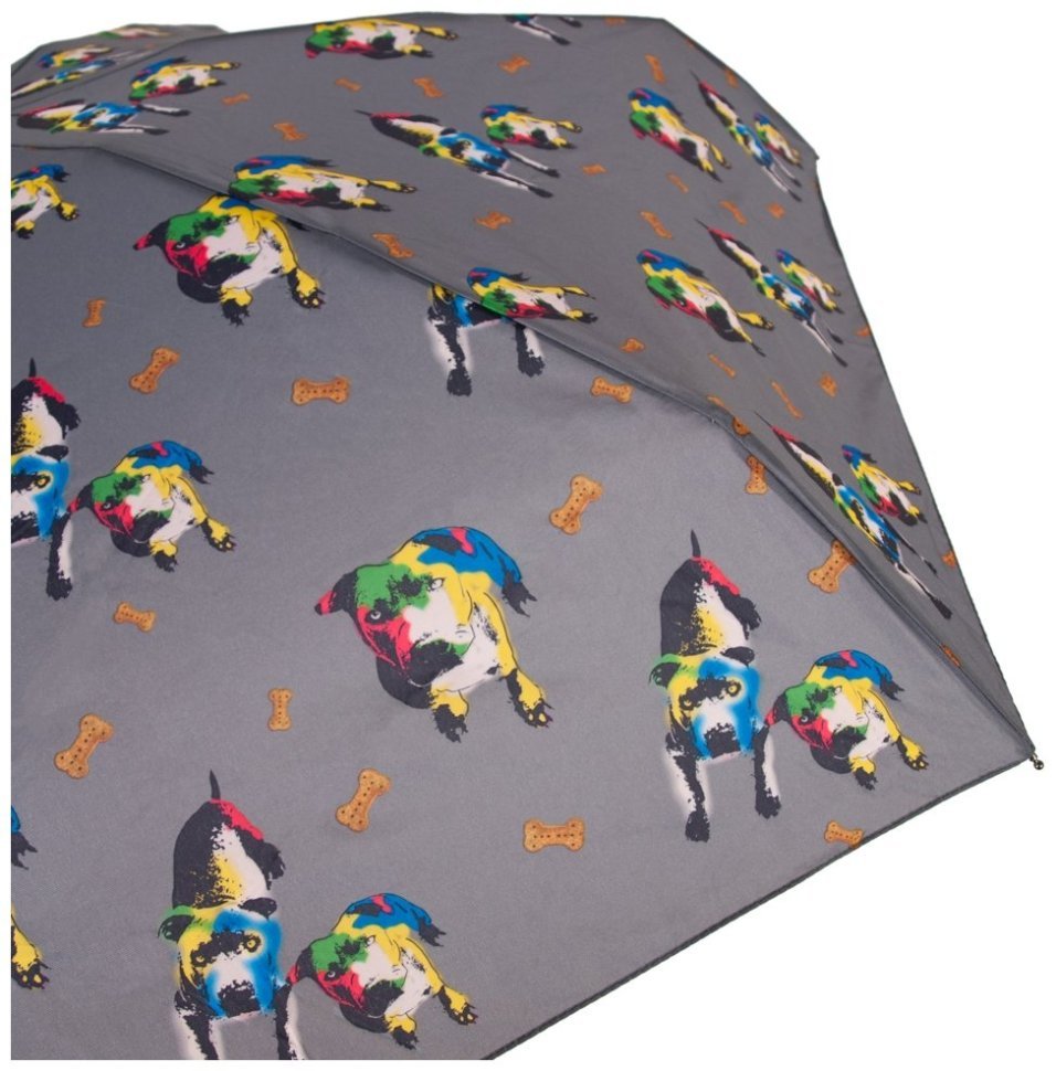 Зонт женский Fulton Soho-2 L859 Prince & Chico (складной, механика, серый с принтом собачек) 93878 modnotak фото №7