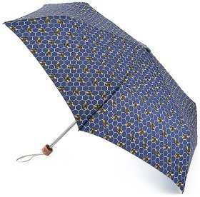 Женский зонт Fulton L905 Eco Planet Beehive (складной, механика, с защитой от ультрафиолета UPF 50+, синий с принтом пчелиных сот) 93978