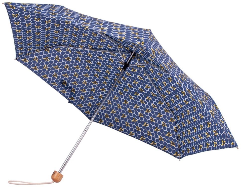 Женский зонт Fulton L905 Eco Planet Beehive (складной, механика, с защитой от ультрафиолета UPF 50+, синий с принтом пчелиных сот) 93978 modnotak фото №7