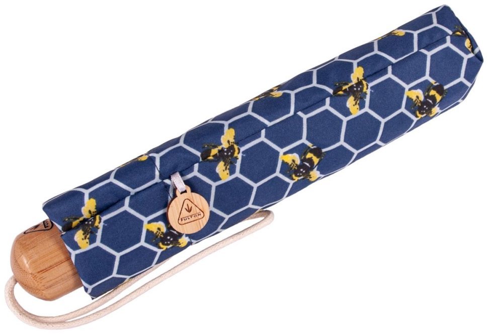 Женский зонт Fulton L905 Eco Planet Beehive (складной, механика, с защитой от ультрафиолета UPF 50+, синий с принтом пчелиных сот) 93978 modnotak фото №8