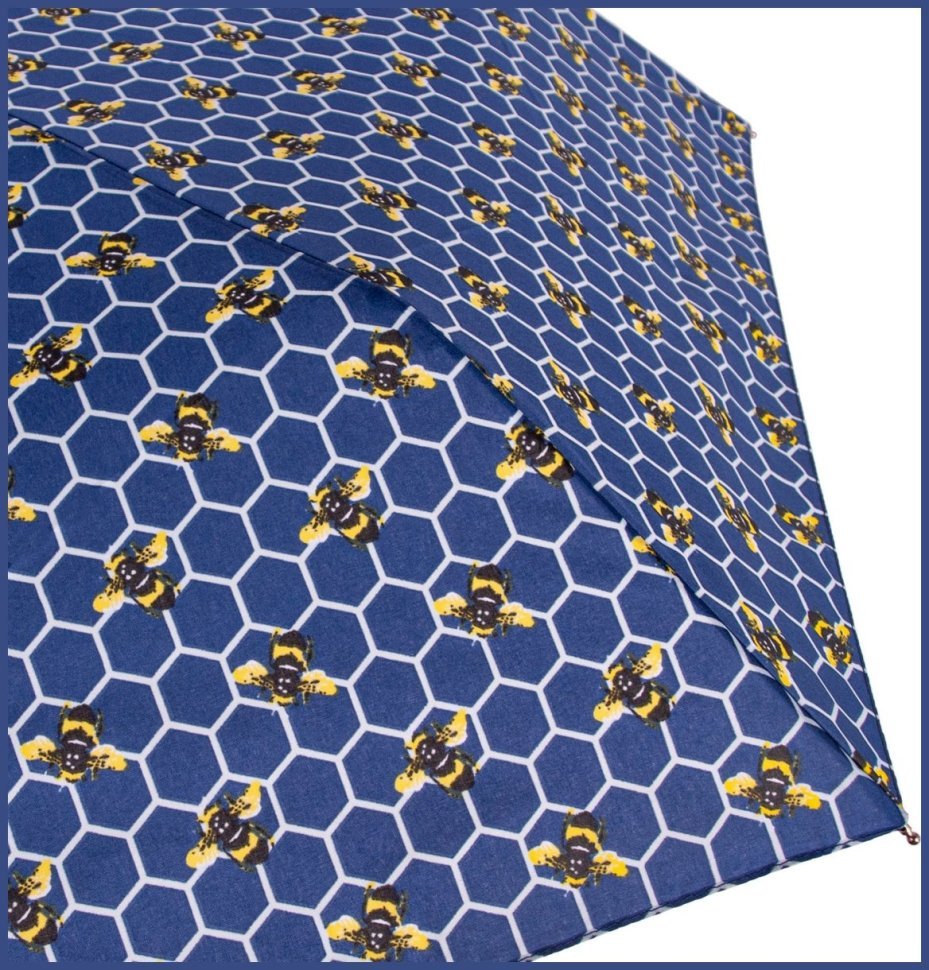 Женский зонт Fulton L905 Eco Planet Beehive (складной, механика, с защитой от ультрафиолета UPF 50+, синий с принтом пчелиных сот) 93978 modnotak фото №11