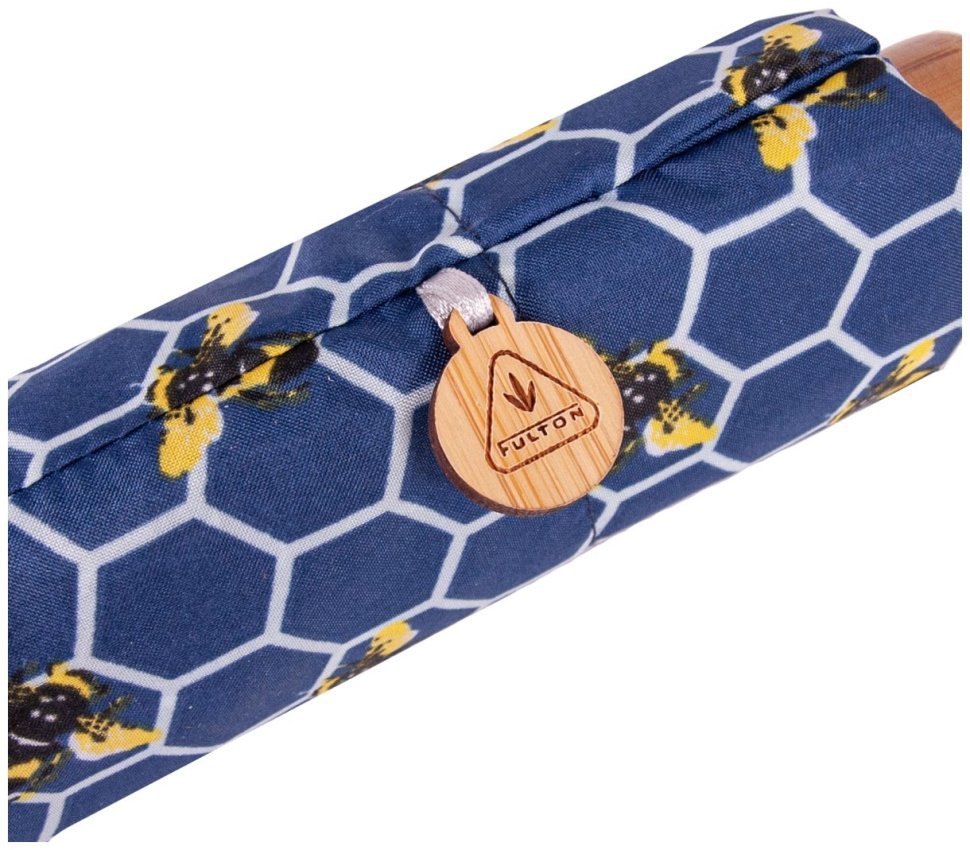 Женский зонт Fulton L905 Eco Planet Beehive (складной, механика, с защитой от ультрафиолета UPF 50+, синий с принтом пчелиных сот) 93978 modnotak фото №13