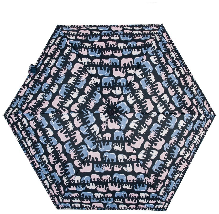 Женский зонт Fulton L918 Eco Planet Marching Elephants (механика, черная с принтом слонов, UPF 50+) 94078 modnotak фото №3