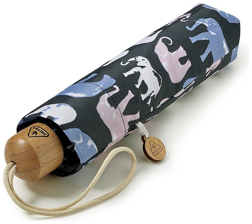 Женский зонт Fulton L918 Eco Planet Marching Elephants (механика, черная с принтом слонов, UPF 50+) 94078 modnotak фото №5