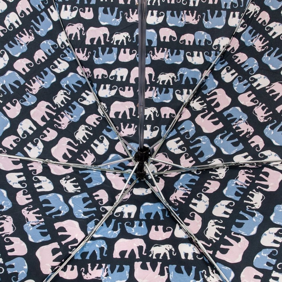 Женский зонт Fulton L918 Eco Planet Marching Elephants (механика, черная с принтом слонов, UPF 50+) 94078 modnotak фото №7