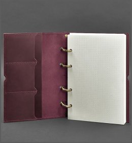 Кожаный блокнот на кольцах (софт-бук) в винтажной бордовой обложке BlankNote (14178)
