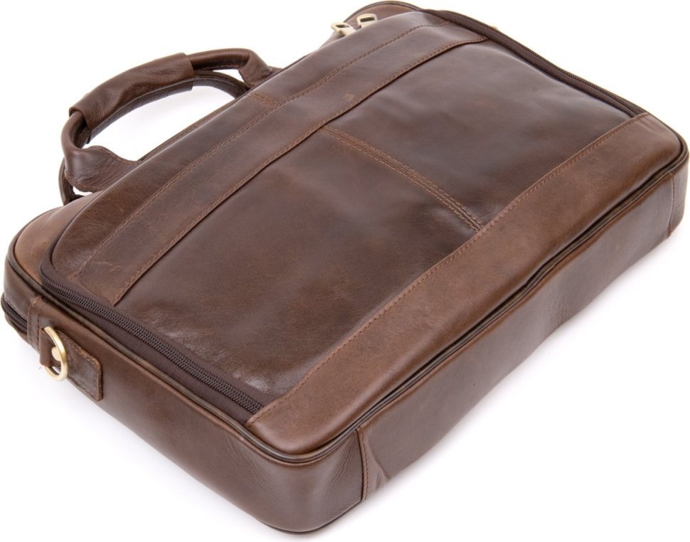 Коричнева чоловіча сумка для ноутбука з натуральної шкіри Vintage (20391)
