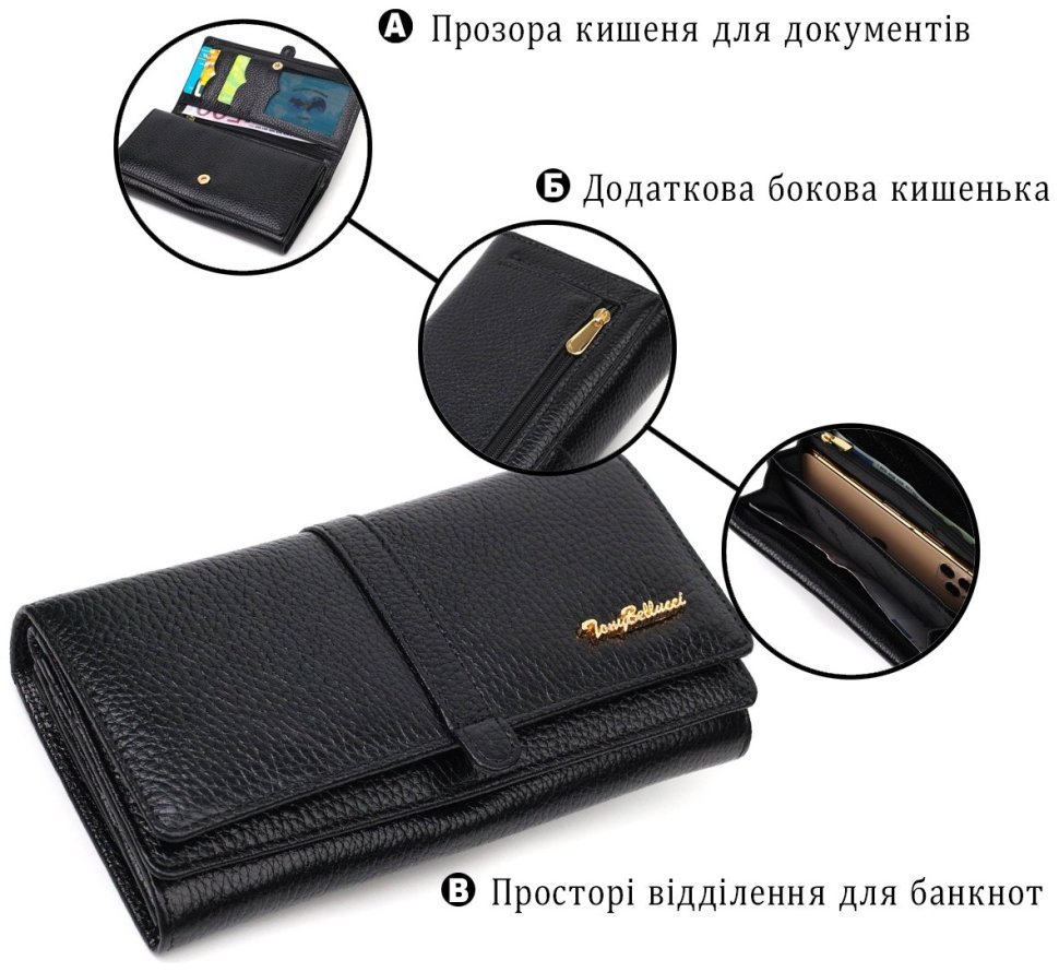 Классический женский кошелек из натуральной кожи под много купюр Tony Bellucci (2421961) modnotak фото №10